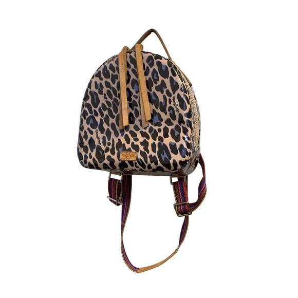 Consuela Handbags - Consuela Leopard Print Mini Backpack With Multicolor Striped Straps